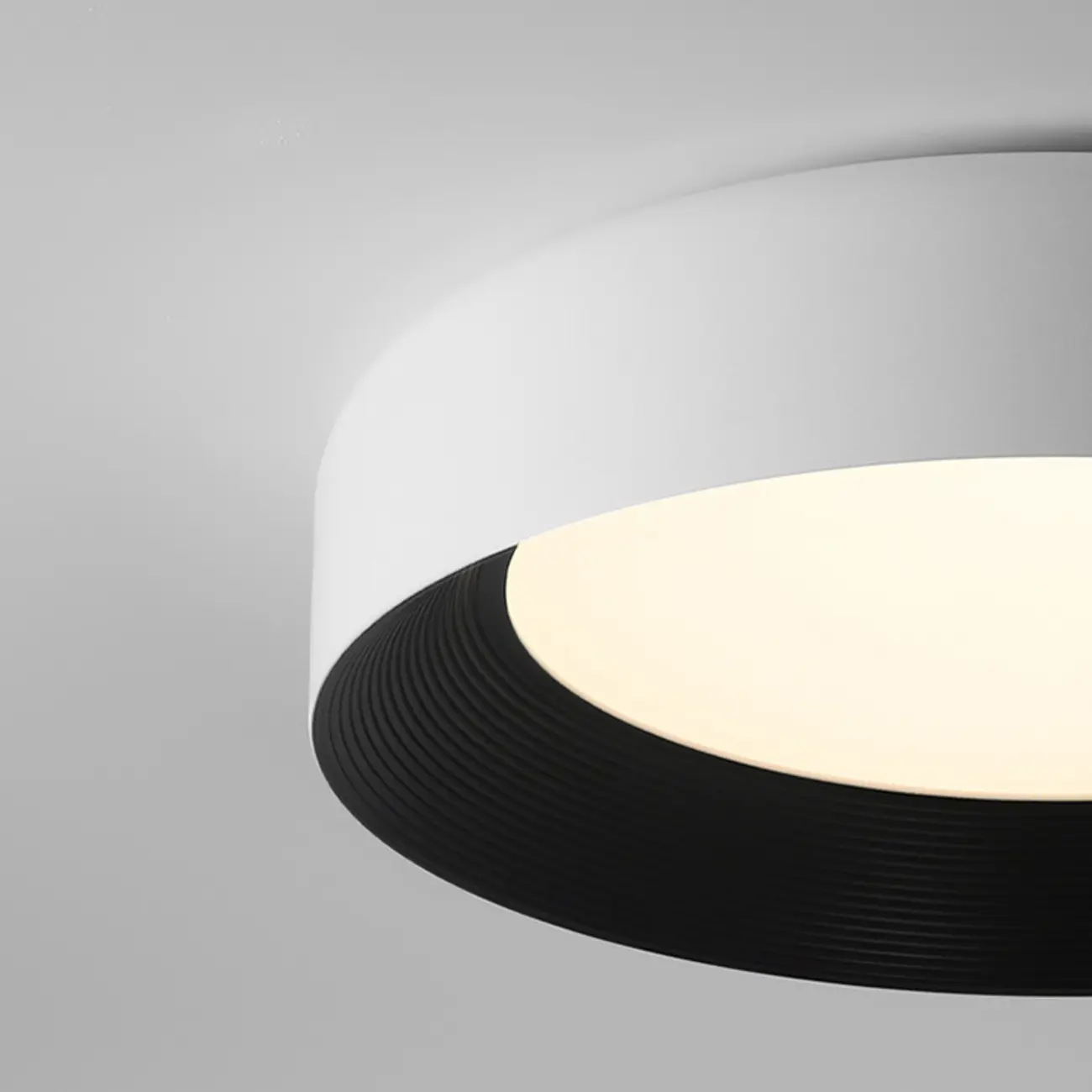 Minimalist Round Flush Mount Ceiling Light with Black Shade Image - 12 | homeyfad