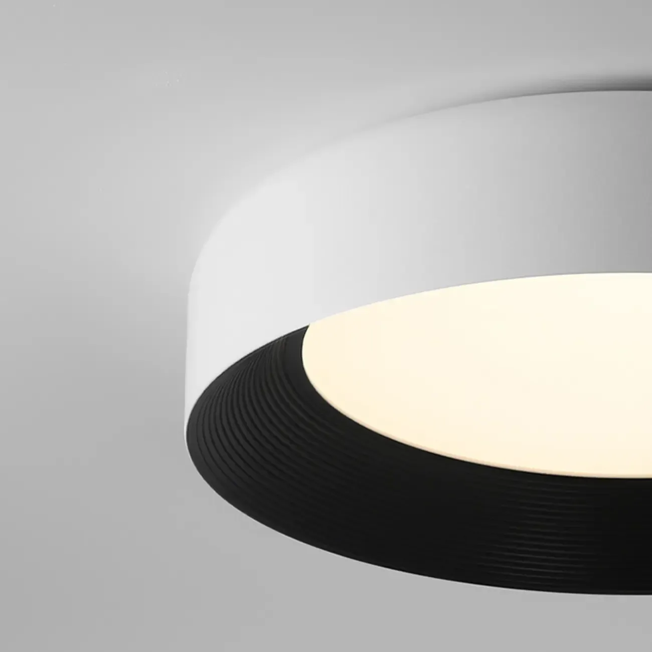 Minimalist Round Flush Mount Ceiling Light with Black Shade Image - 12
