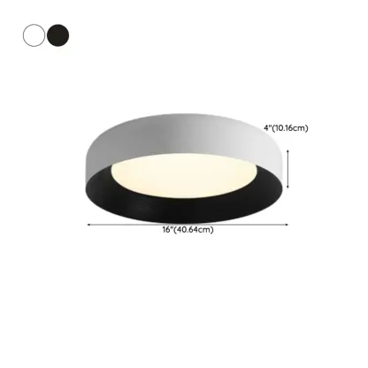 Minimalist Round Flush Mount Ceiling Light with Black Shade #size