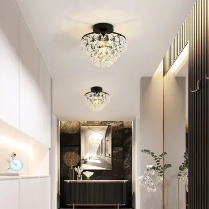 Luxury Crystal LED Semi Flush Ceiling Light for Living Space Image - 1