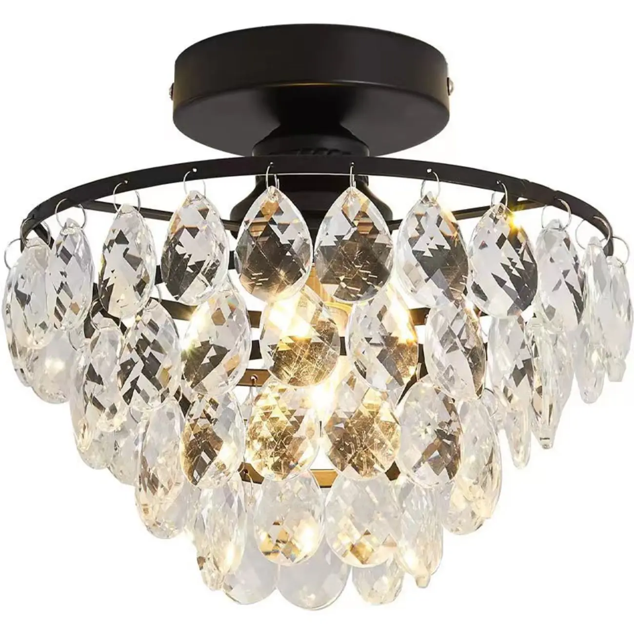 Luxury Crystal LED Semi Flush Ceiling Light for Living Space Image - 5 | homeyfad