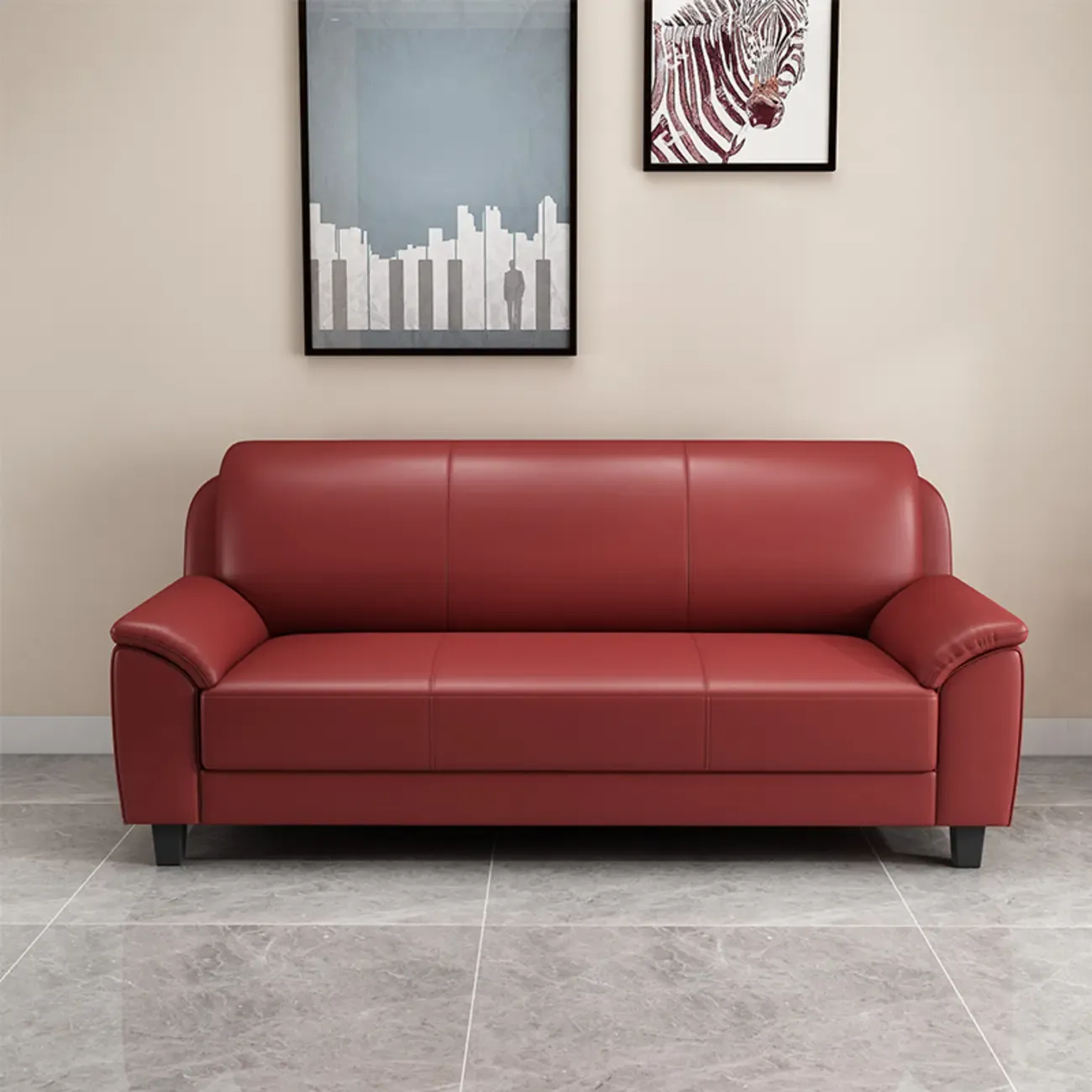 75" Modern Faux Leather 3-Seat Sofa with Pillow Top Design Image - 2