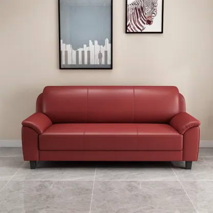 75" Modern Faux Leather 3-Seat Sofa with Pillow Top Design Image - 2