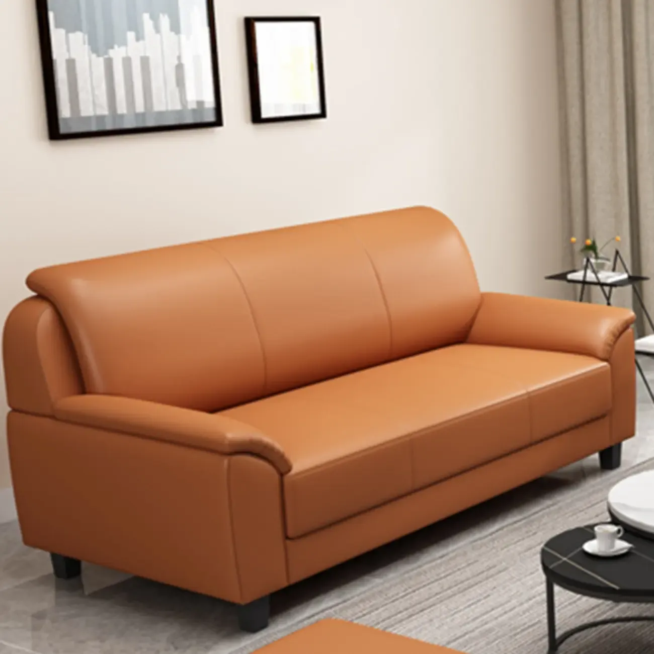 75" Modern Faux Leather 3-Seat Sofa with Pillow Top Design Image - 3