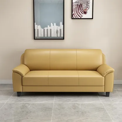 75" Modern Faux Leather 3-Seat Sofa with Pillow Top Design Image - 4