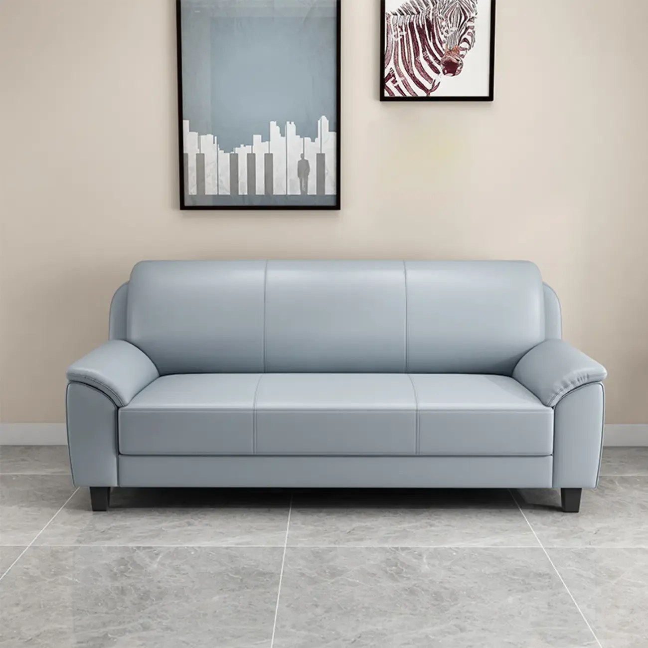 75" Modern Faux Leather 3-Seat Sofa with Pillow Top Design Image - 5