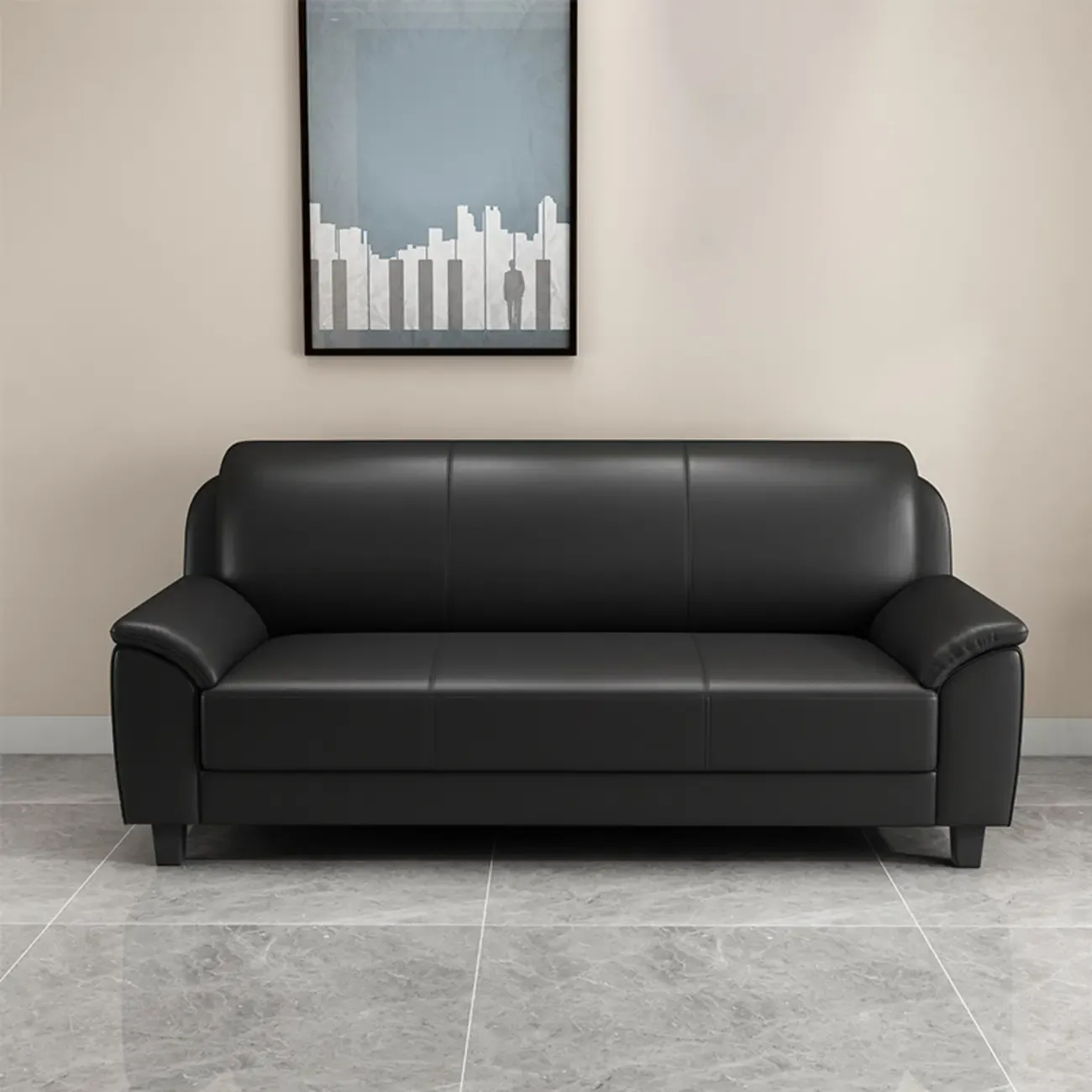 75" Modern Faux Leather 3-Seat Sofa with Pillow Top Design Image - 7