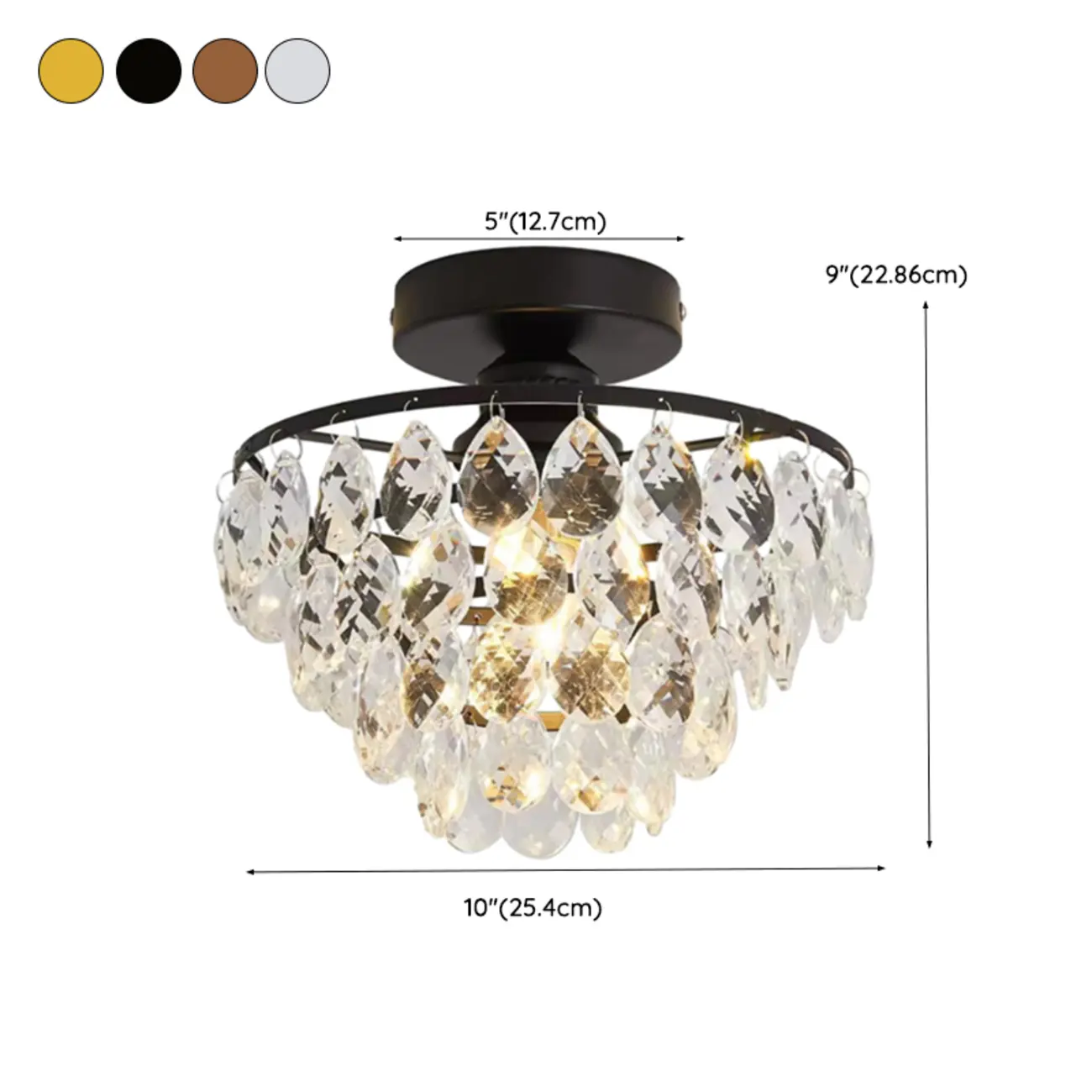 Luxury Crystal LED Semi Flush Ceiling Light for Living Space #size | homeyfad