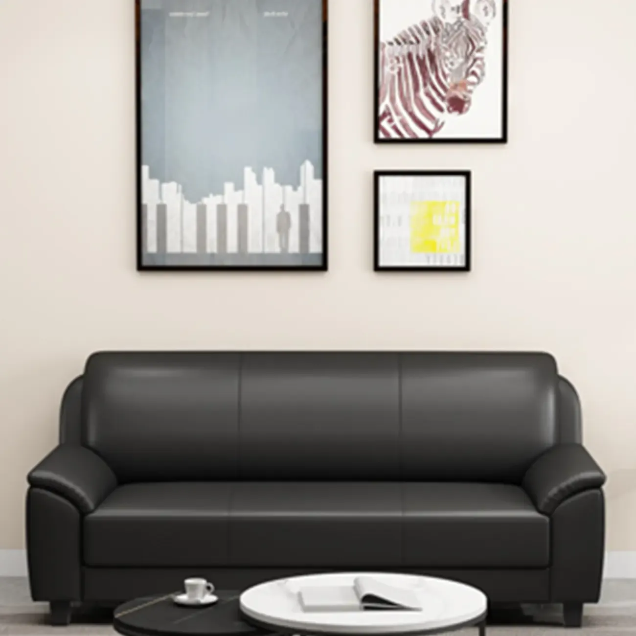 75" Modern Faux Leather 3-Seat Sofa with Pillow Top Design Image - 8