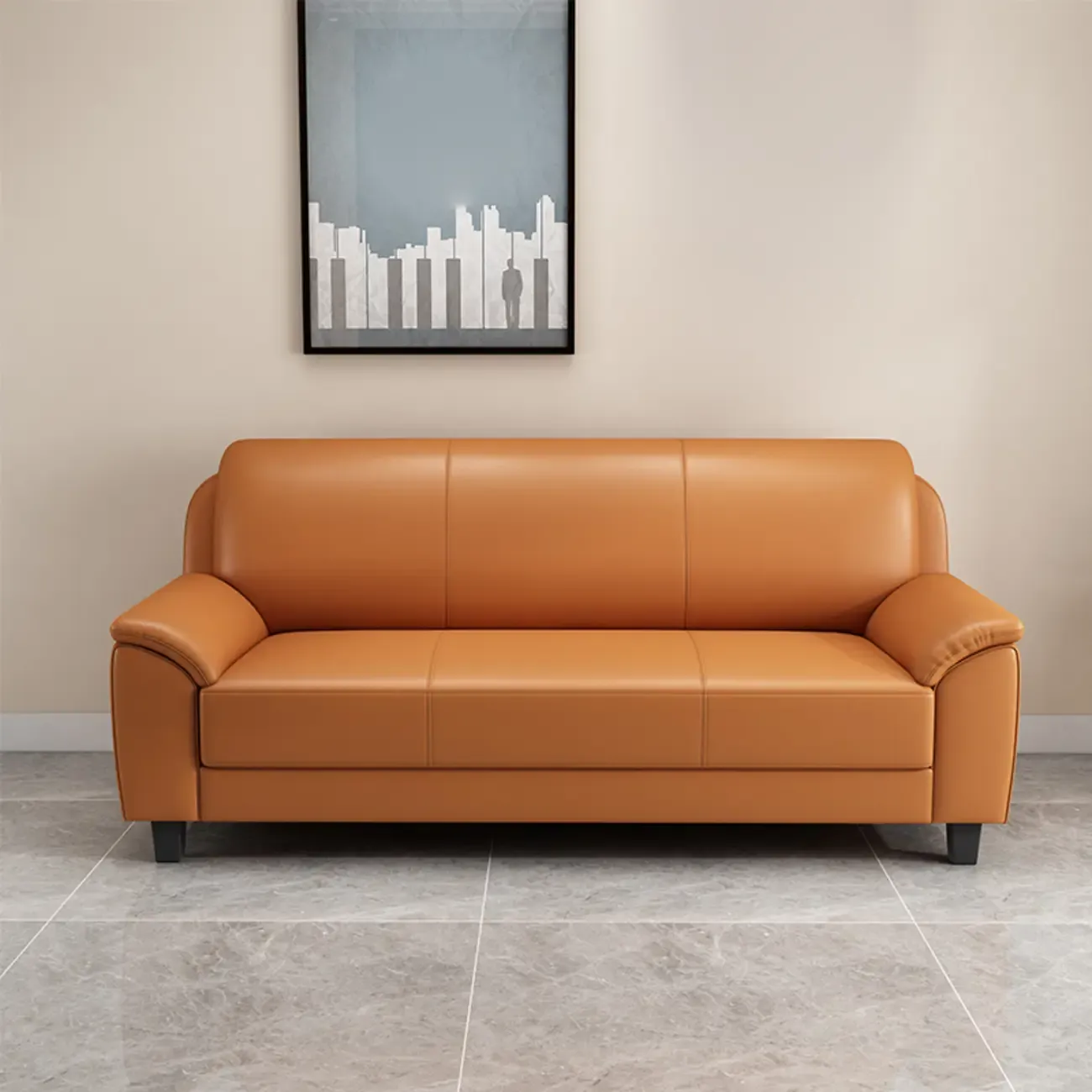 75" Modern Faux Leather 3-Seat Sofa with Pillow Top Design Image - 9