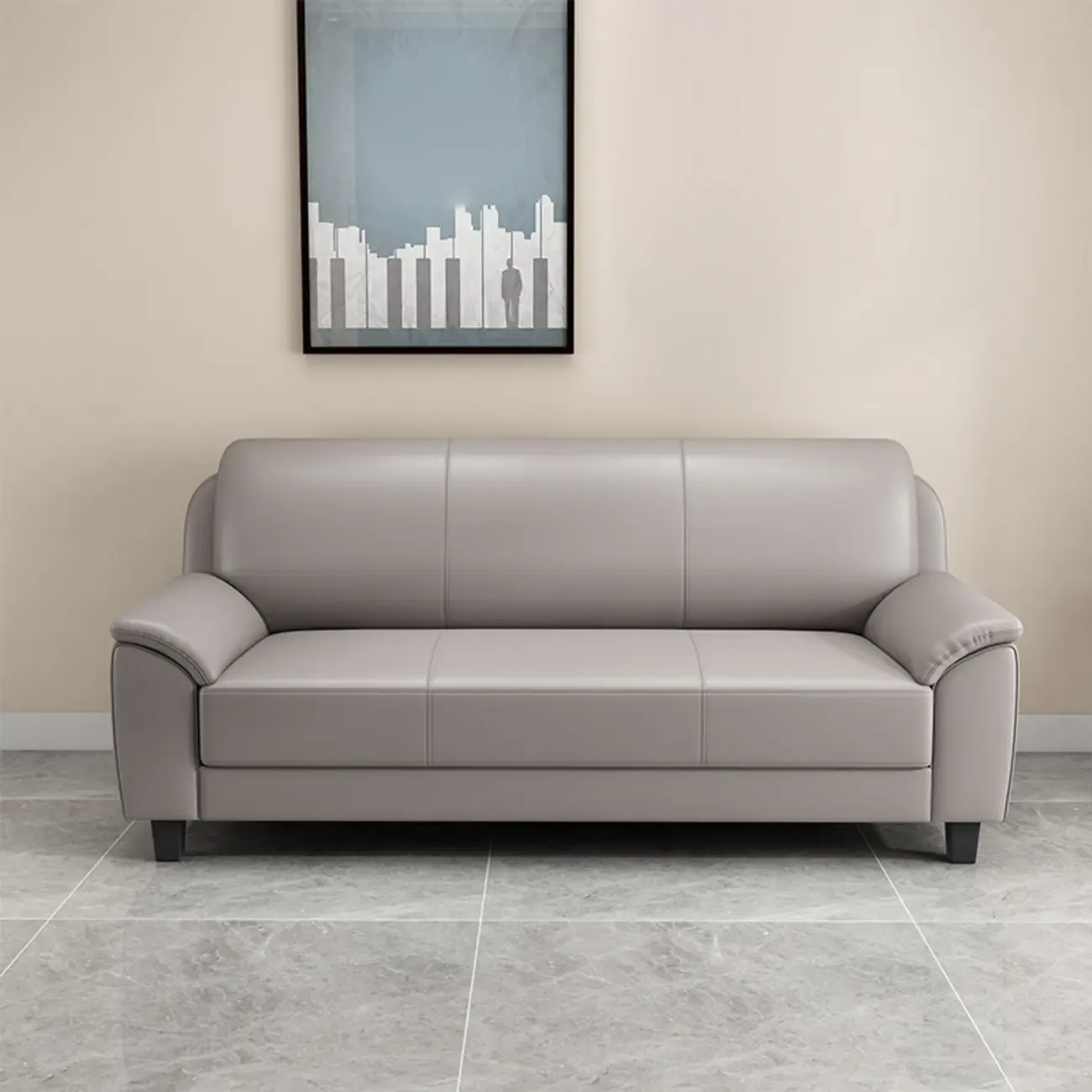 75" Modern Faux Leather 3-Seat Sofa with Pillow Top Design Image - 11
