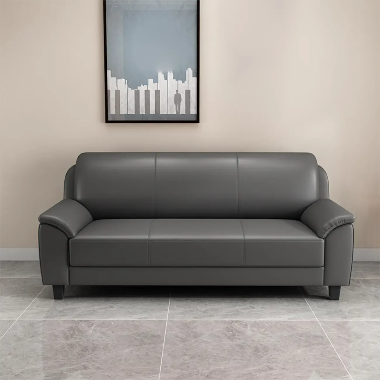 75" Modern Faux Leather 3-Seat Sofa with Pillow Top Design Image - 13