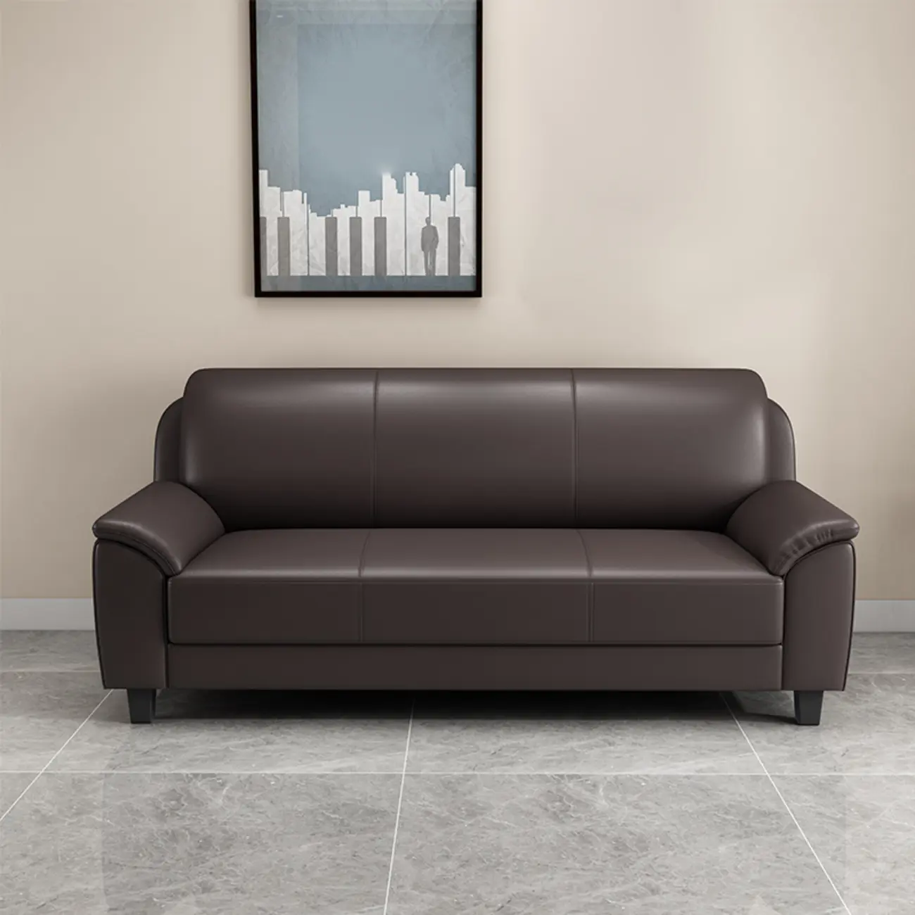 75" Modern Faux Leather 3-Seat Sofa with Pillow Top Design Image - 15 | homeyfad