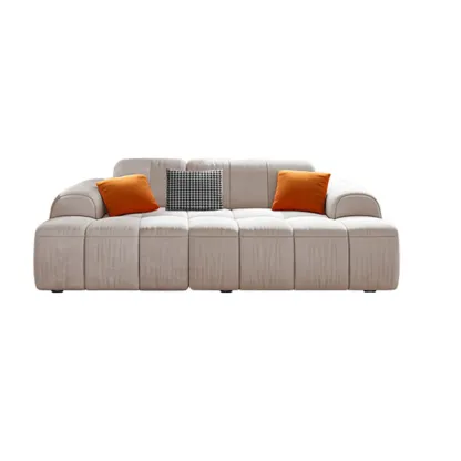 Modern Off-White Modular Sofa with Pillows for Living Room Image - 5