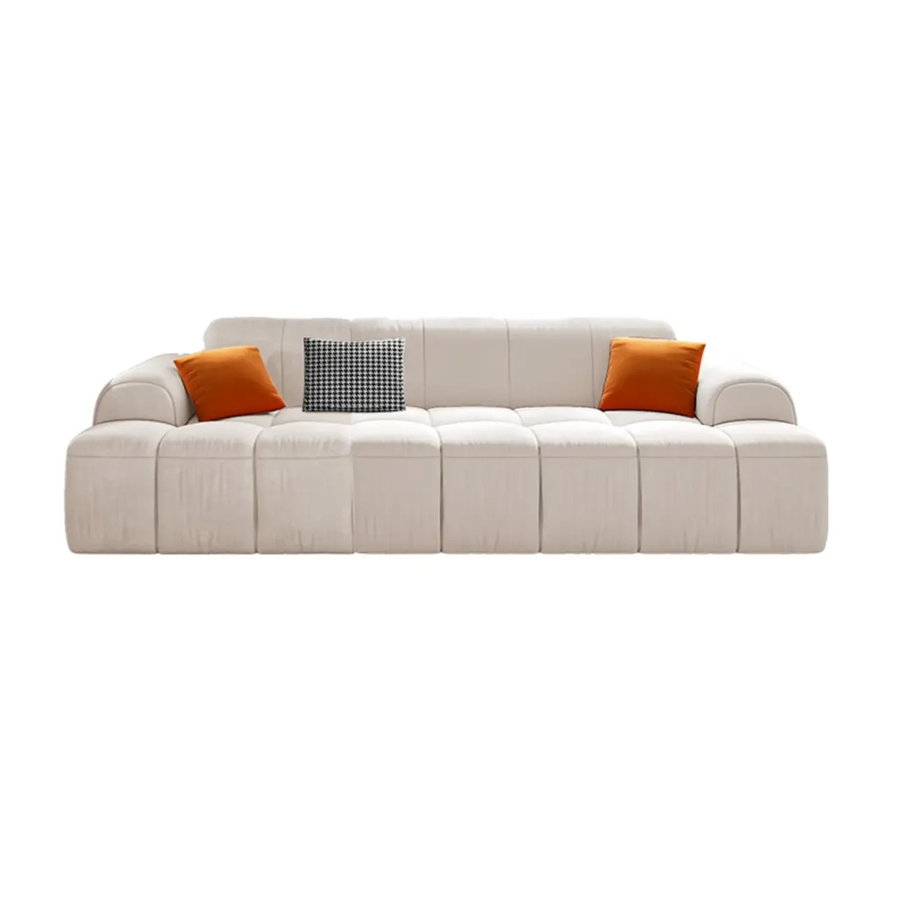 Modern Off-White Modular Sofa with Pillows for Living Room Image - 7
