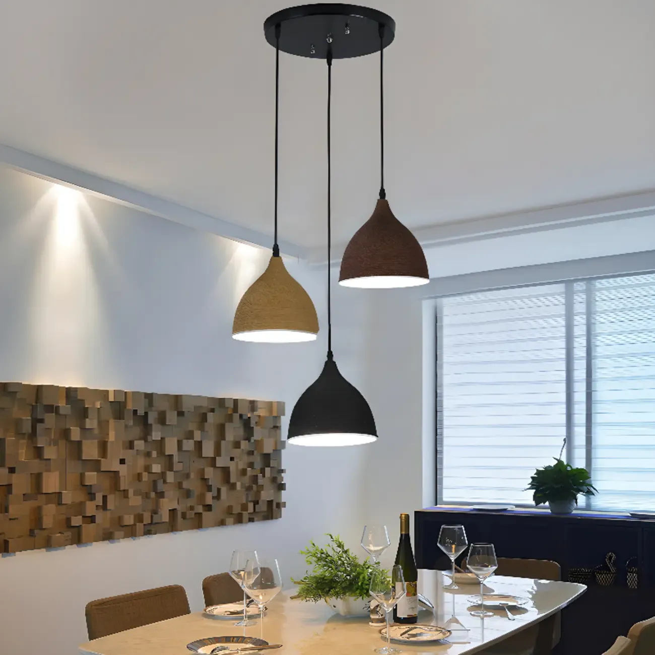 Modern 3 Light Metal Pendant Lamp for Dining Room Image - 1
