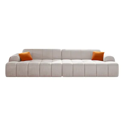 Modern Off-White Modular Sofa with Pillows for Living Room Image - 9