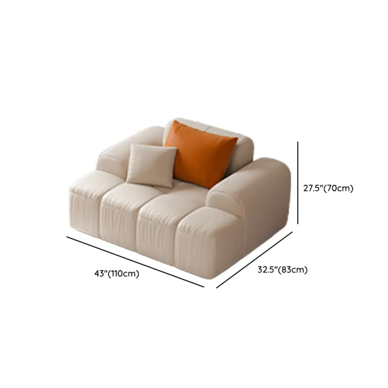 Modern Off-White Modular Sofa with Pillows for Living Room #size