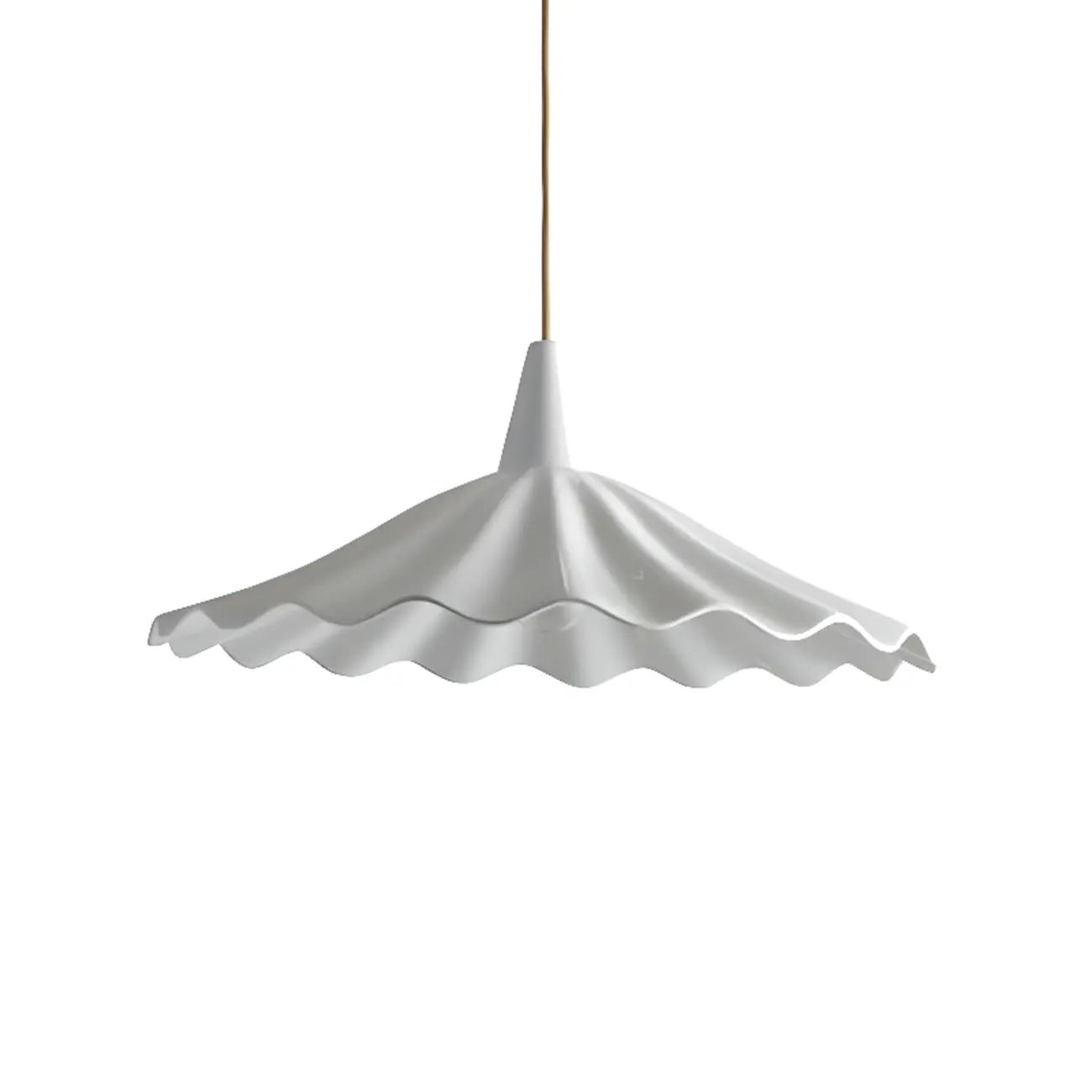 White Ceramic Umbrella-Shaped Pleated Pendant Light for Living Room Image - 6 | homeyfad