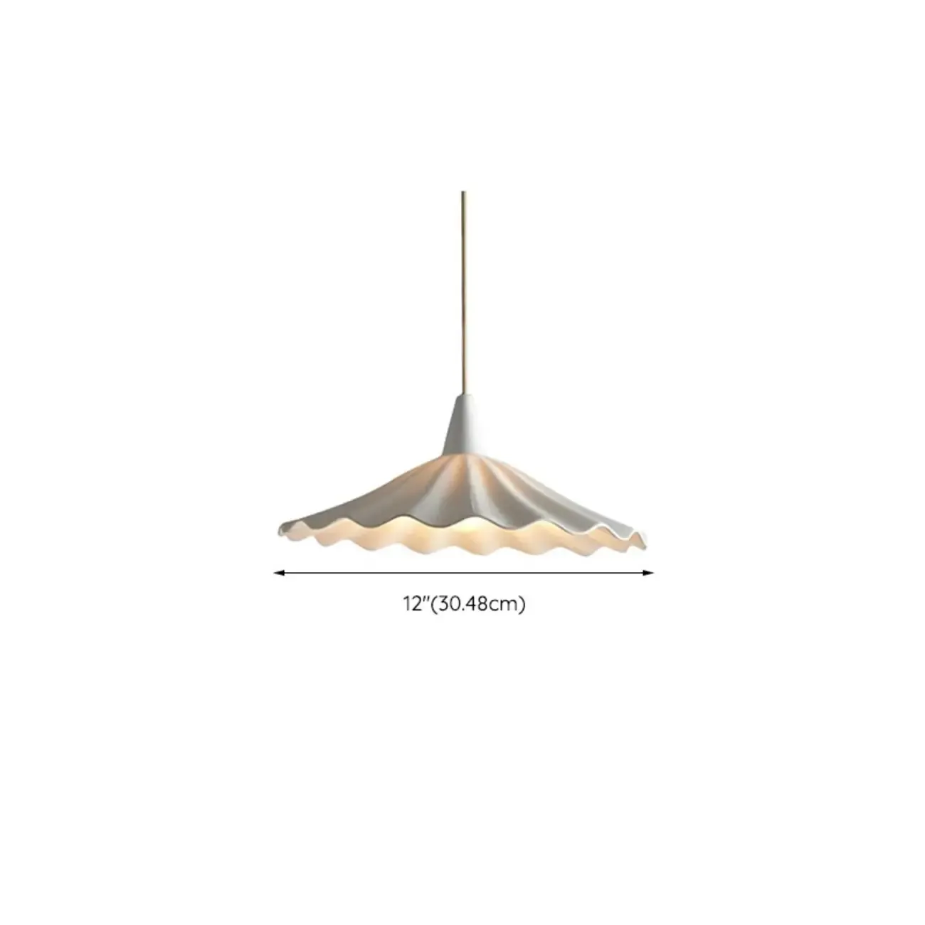 White Ceramic Umbrella-Shaped Pleated Pendant Light for Living Room #size