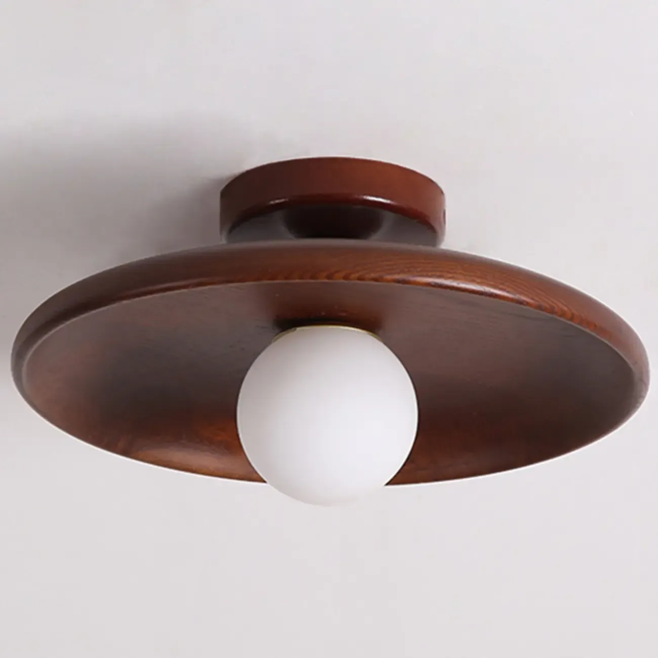 Vintage Solid Wood Semi-Flush Ceiling Light for Entryway Image - 8