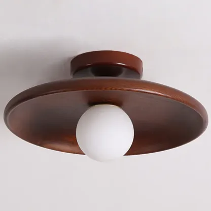 Vintage Solid Wood Semi-Flush Ceiling Light for Entryway Image - 8