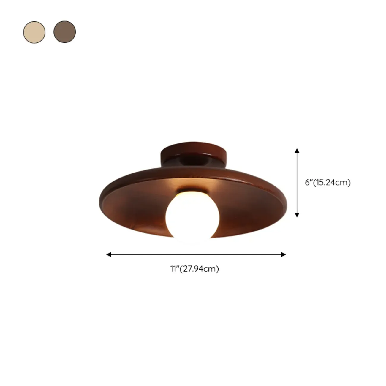 Vintage Solid Wood Semi-Flush Ceiling Light for Entryway Image - 12