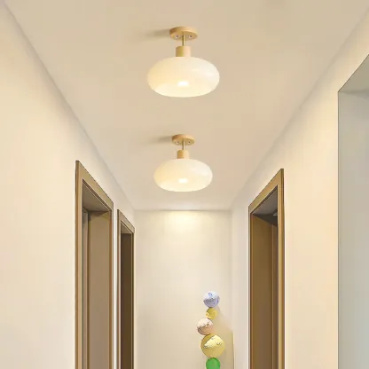 Orange/White Glass Semi Flush Ceiling Light for Living Room Image - 1