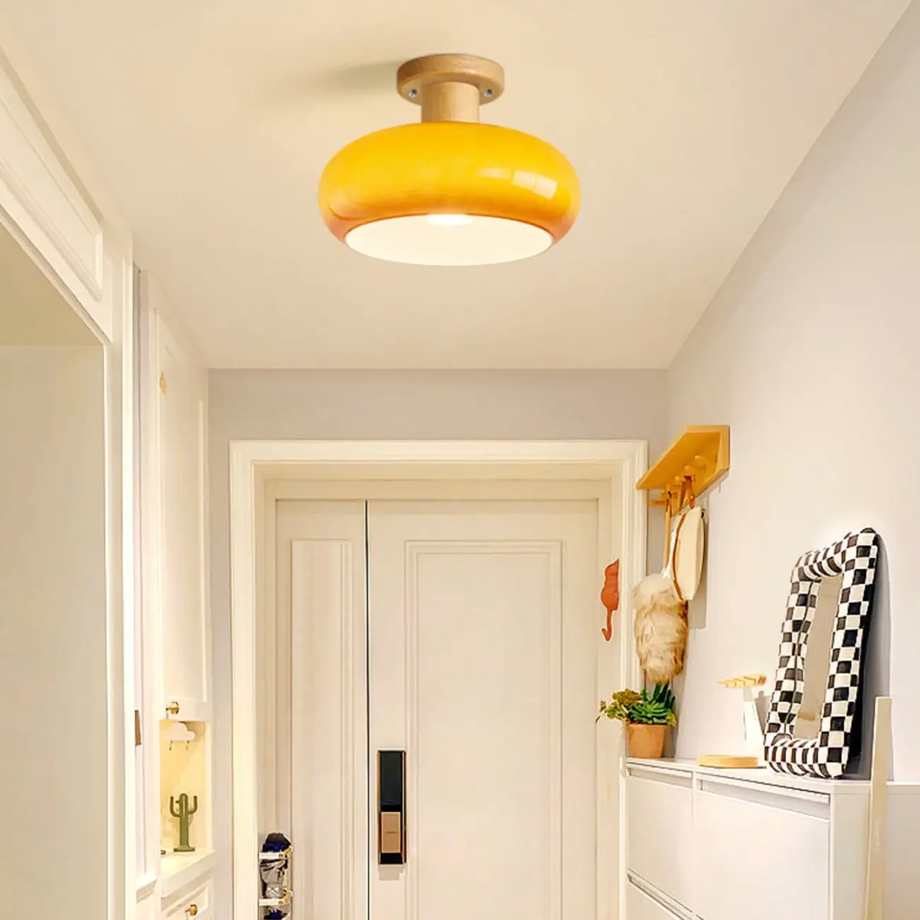 Orange/White Glass Semi Flush Ceiling Light for Living Room Image - 3 | homeyfad