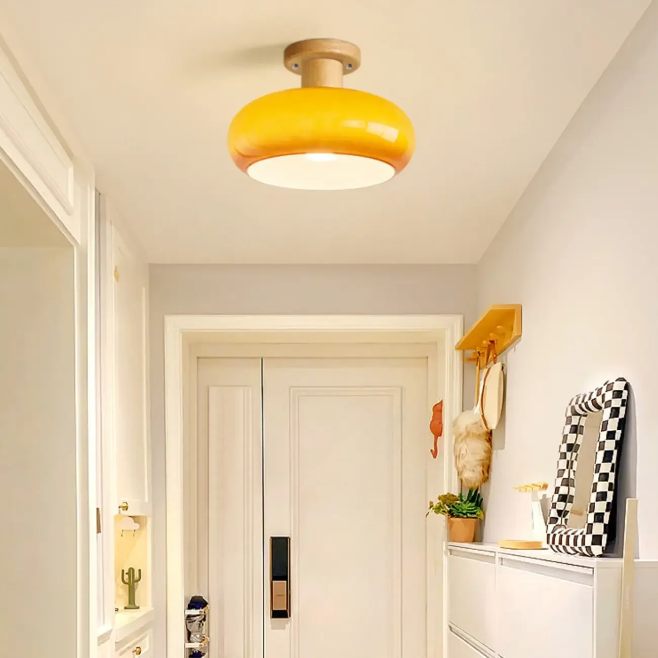 Orange/White Glass Semi Flush Ceiling Light for Living Room Image - 3