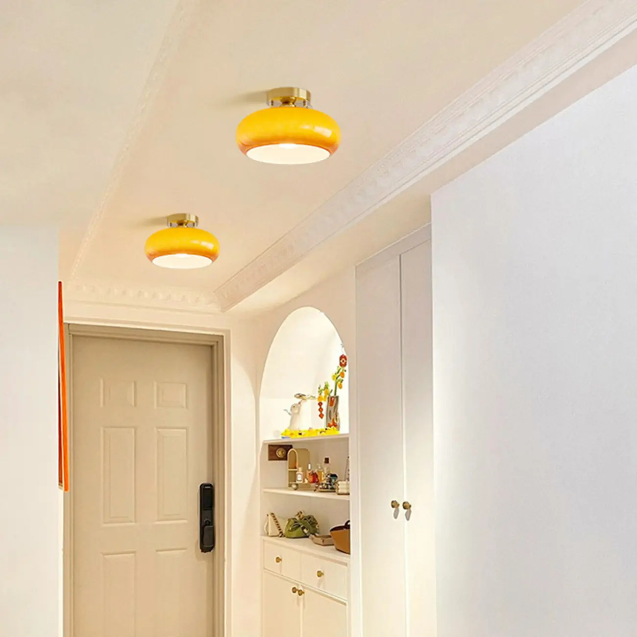 Orange/White Glass Semi Flush Ceiling Light for Living Room Image - 4 | homeyfad