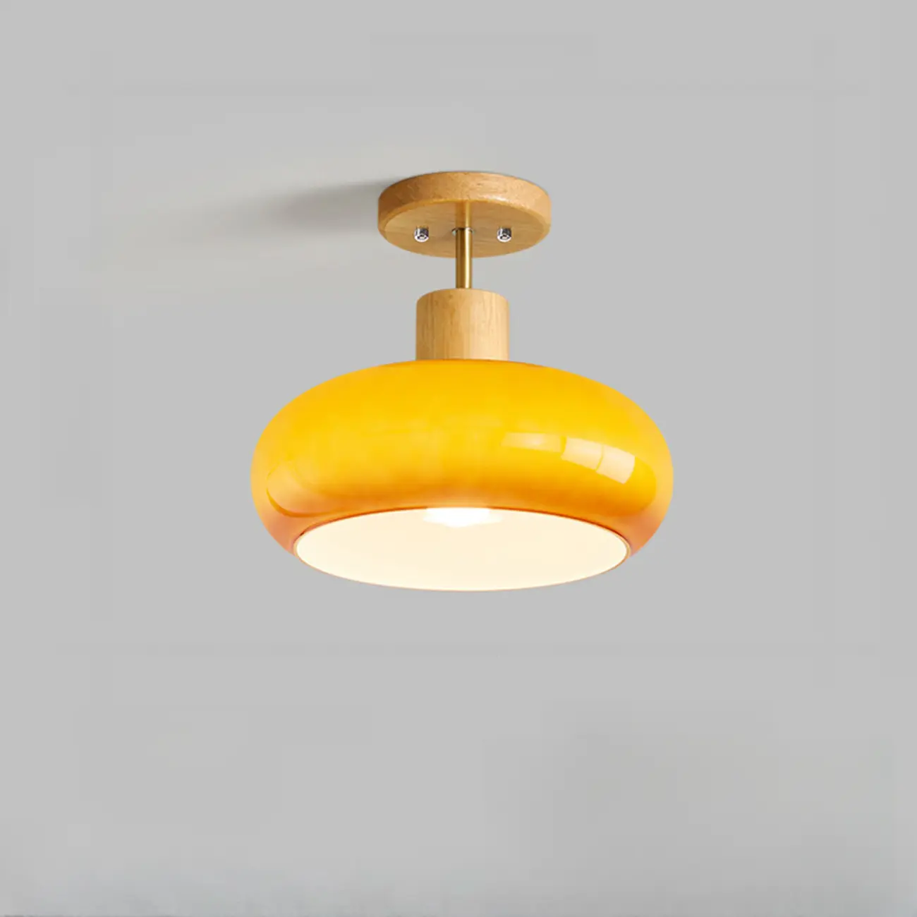 Orange/White Glass Semi Flush Ceiling Light for Living Room Image - 8 | homeyfad