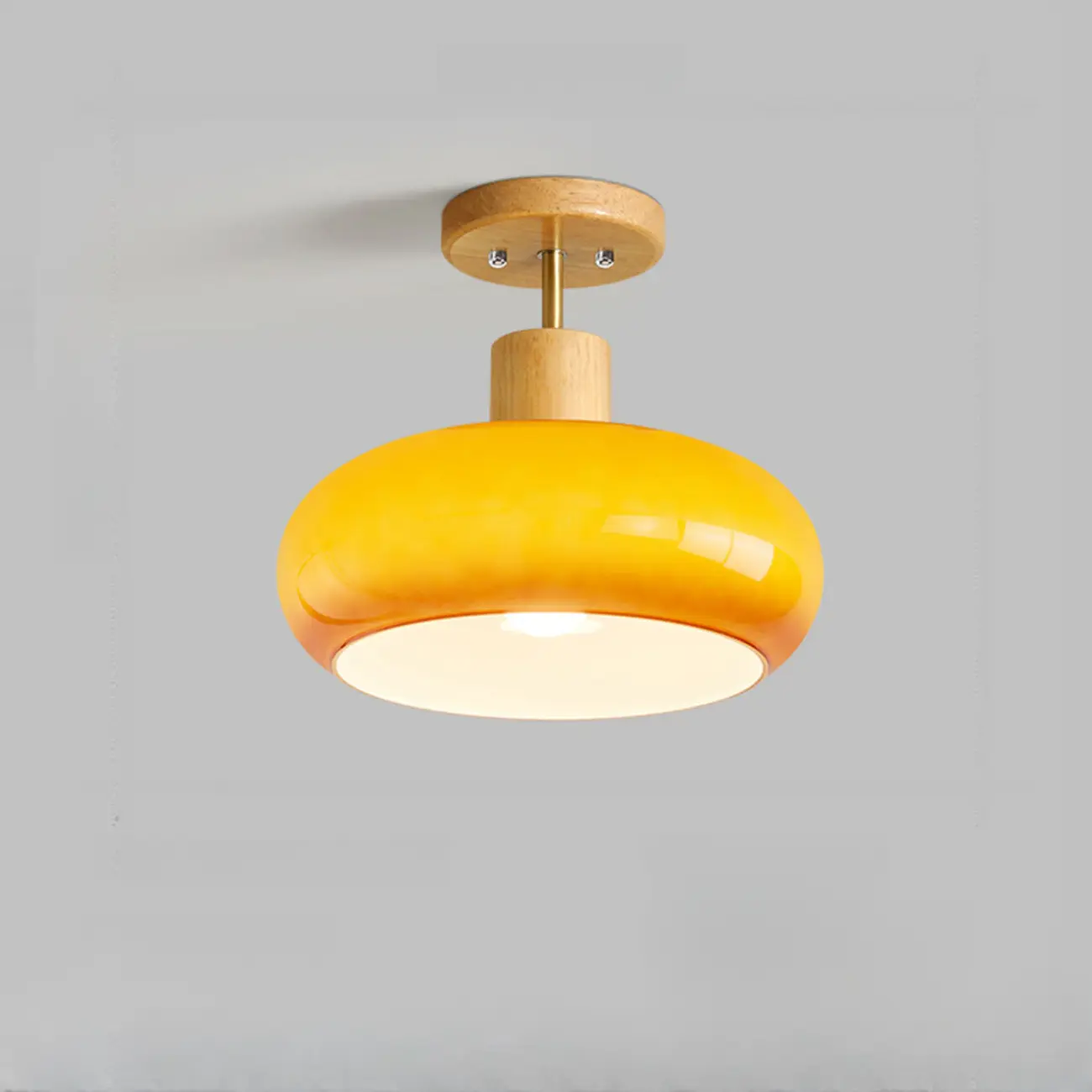 Orange/White Glass Semi Flush Ceiling Light for Living Room Image - 9 | homeyfad