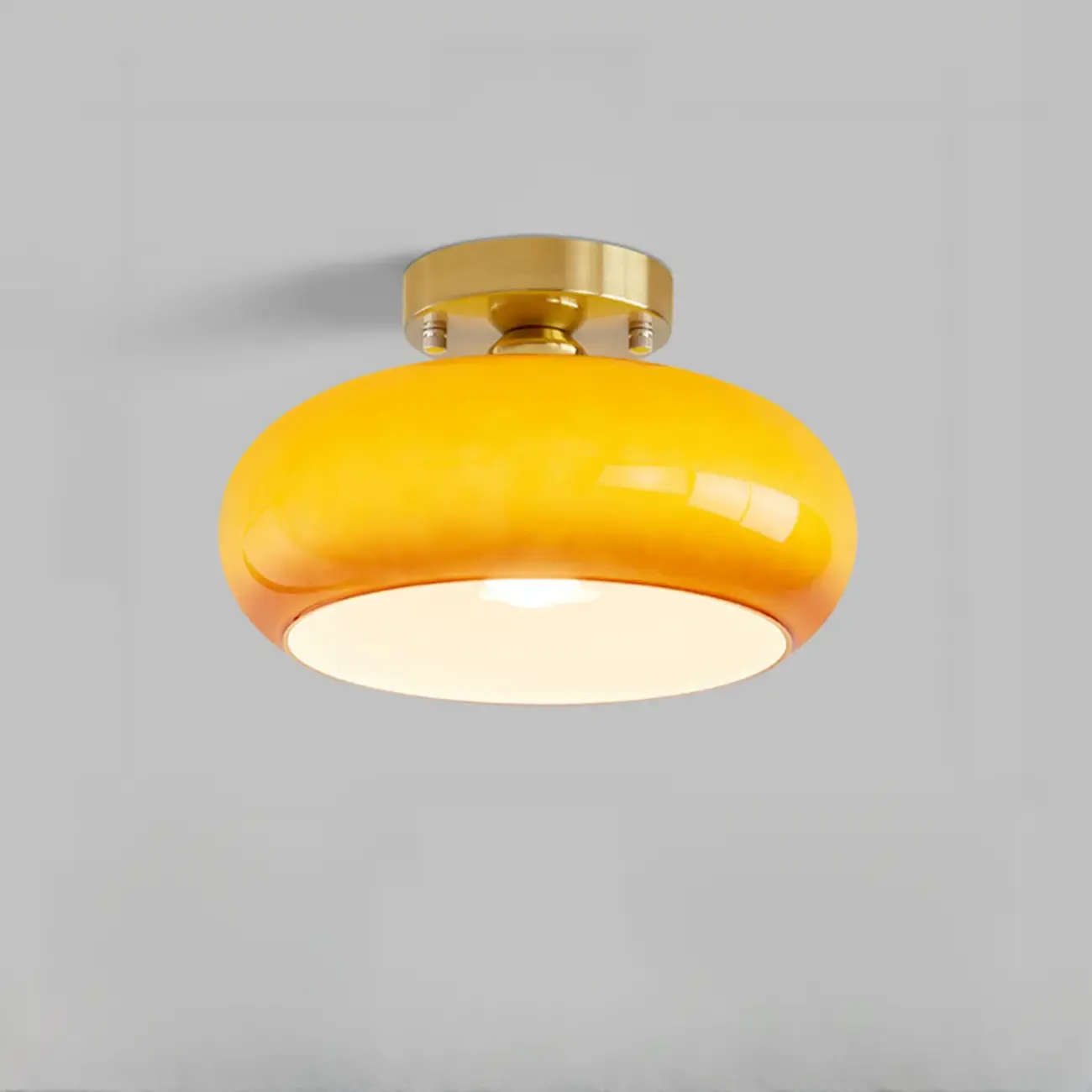 Orange/White Glass Semi Flush Ceiling Light for Living Room Image - 13