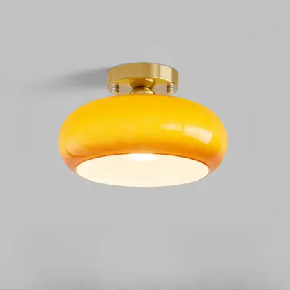Orange/White Glass Semi Flush Ceiling Light for Living Room Image - 13