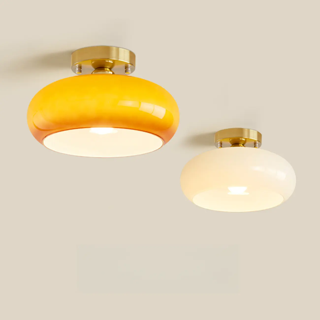 Orange/White Glass Semi Flush Ceiling Light for Living Room Image - 14 | homeyfad