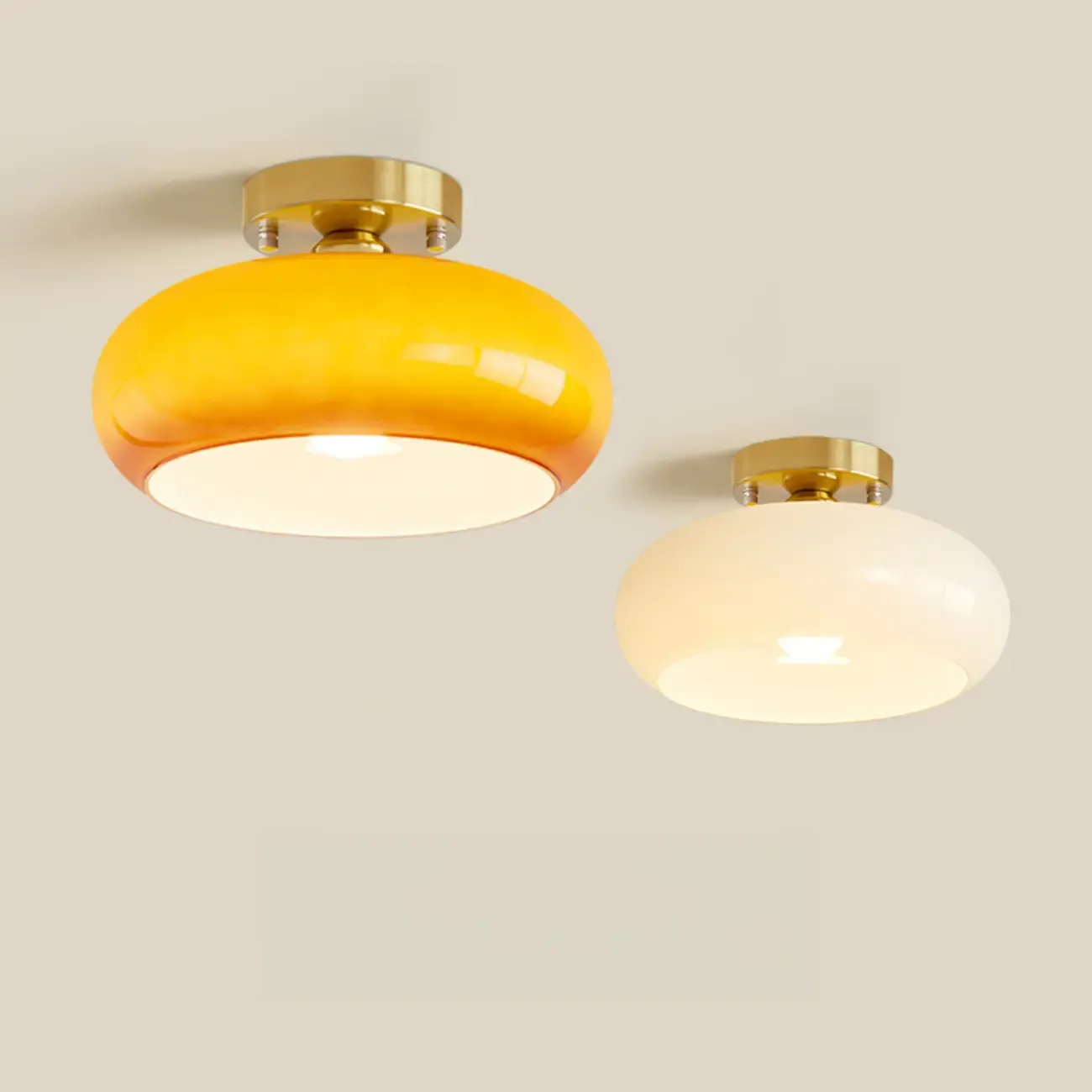 Orange/White Glass Semi Flush Ceiling Light for Living Room Image - 14