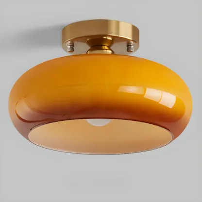Orange/White Glass Semi Flush Ceiling Light for Living Room Image - 16