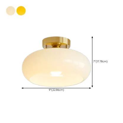 Orange/White Glass Semi Flush Ceiling Light for Living Room #size