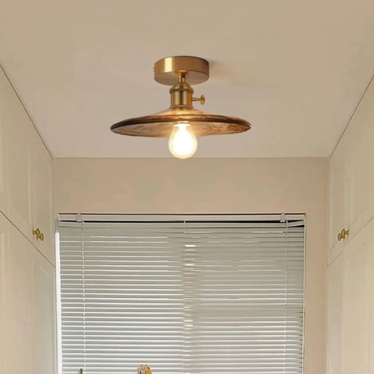 Geometric Amber Semi Flush LED Ceiling Light for Modern Home Image - 2 | homeyfad