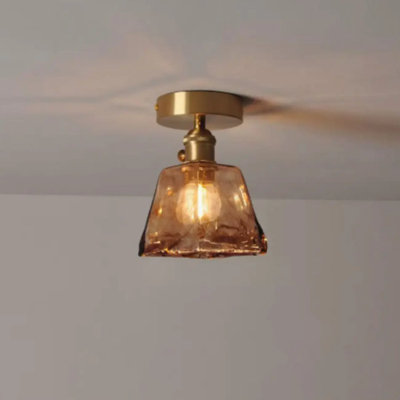 Geometric Amber Semi Flush LED Ceiling Light for Modern Home Image - 4 | homeyfad