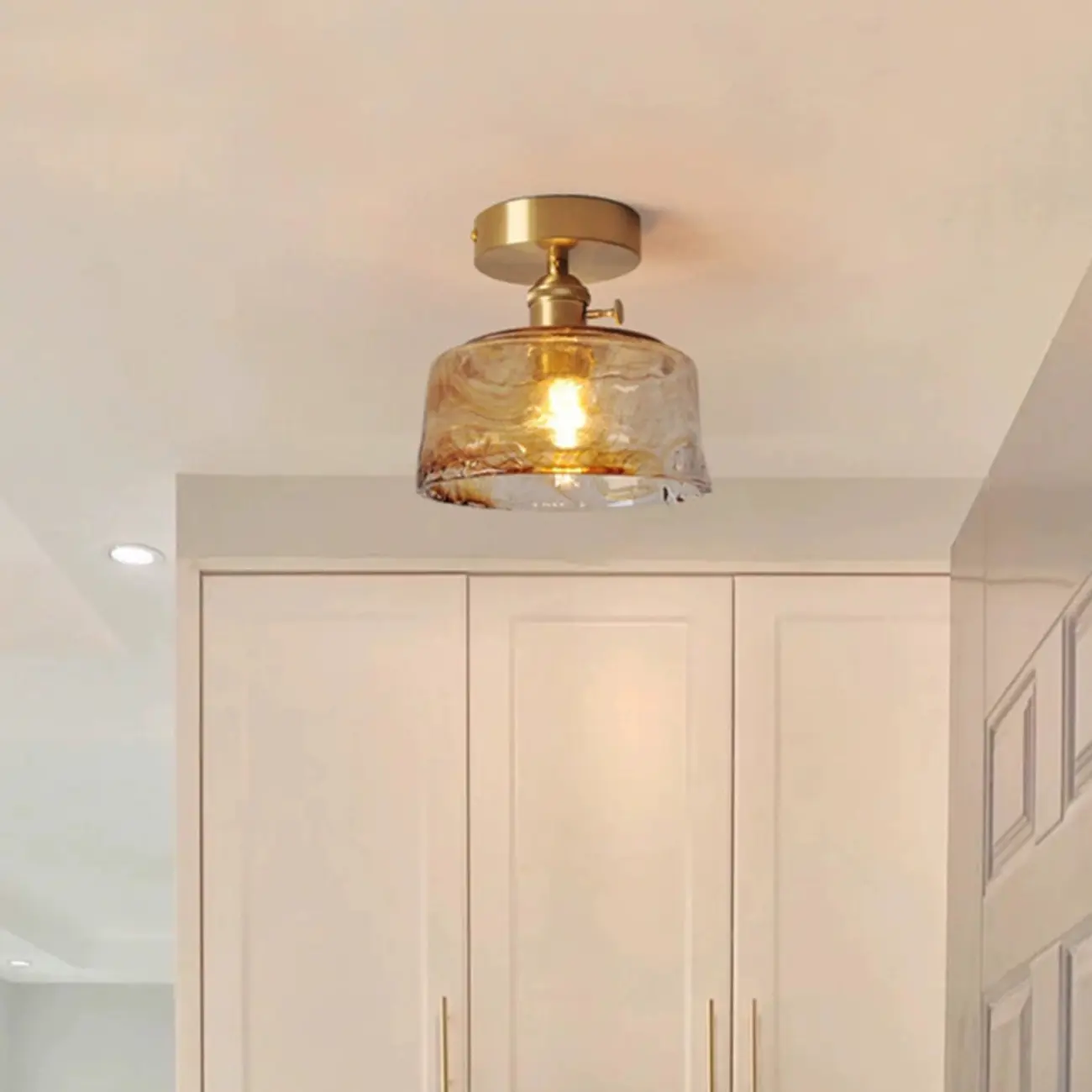 Geometric Amber Semi Flush LED Ceiling Light for Modern Home Image - 6 | homeyfad