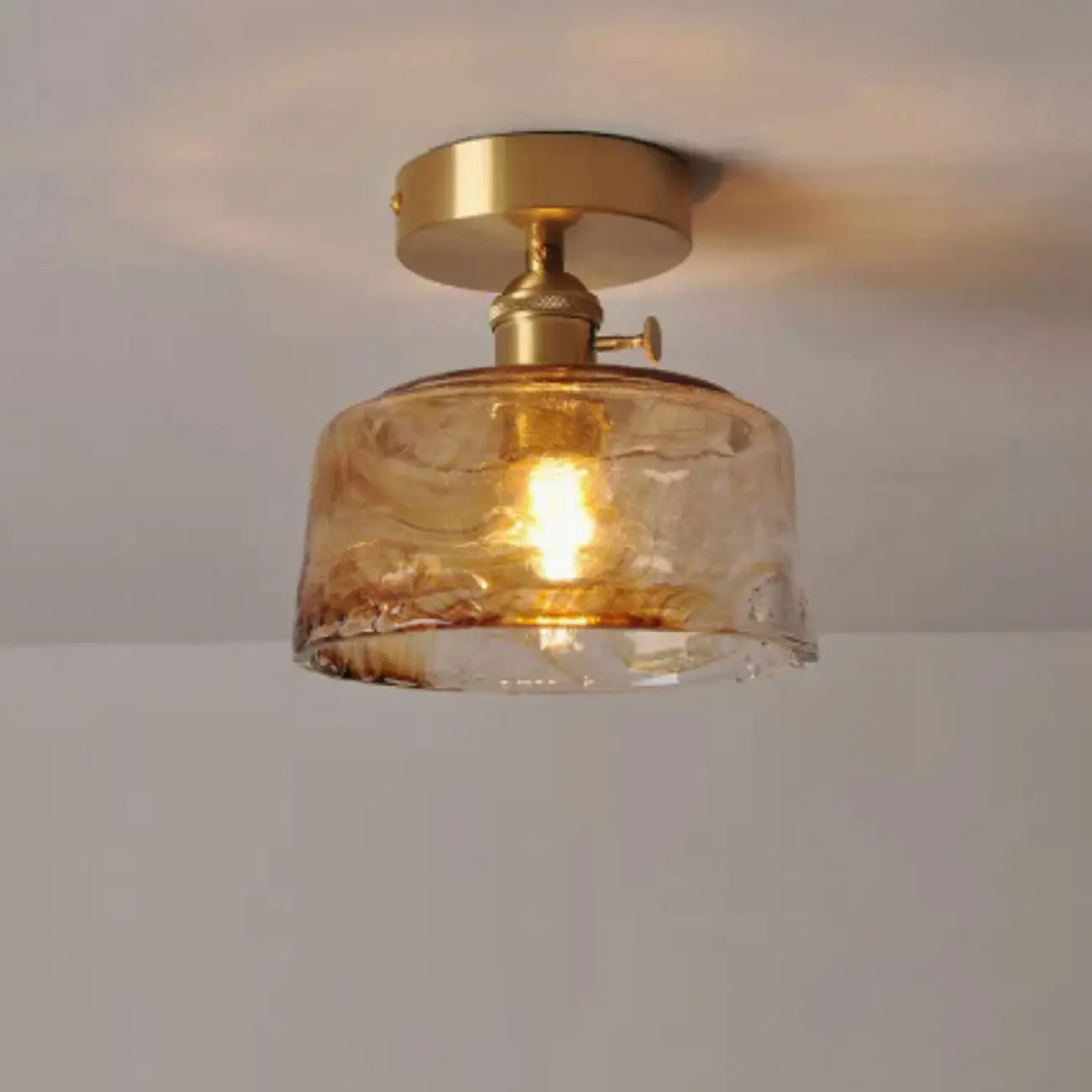 Geometric Amber Semi Flush LED Ceiling Light for Modern Home Image - 7 | homeyfad