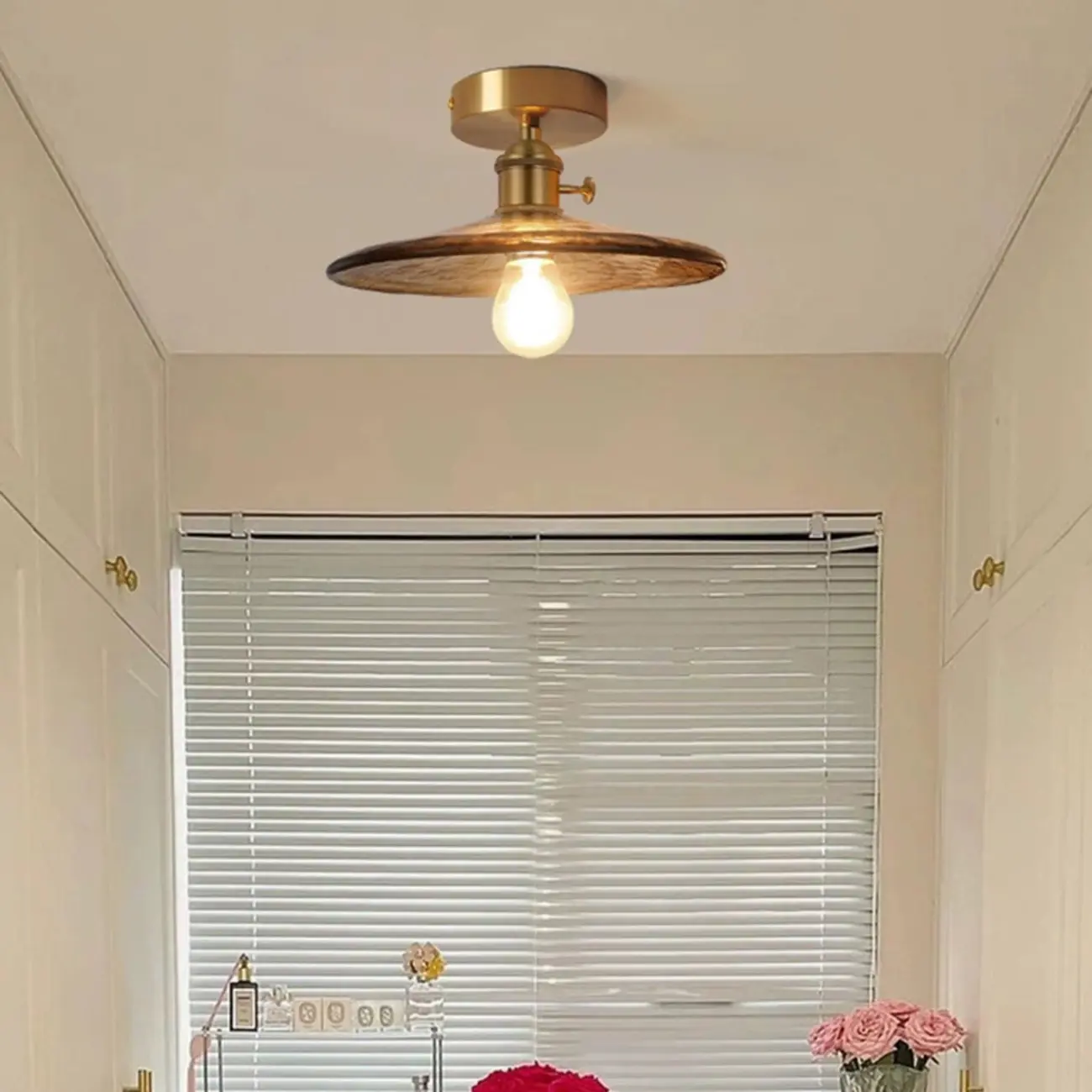 Geometric Amber Semi Flush LED Ceiling Light for Modern Home Image - 12 | homeyfad