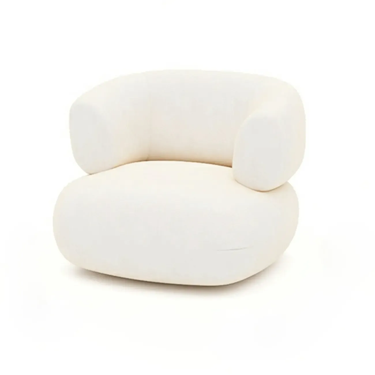 Scandinavian White Sherpa Curved Sofa with Concealed Support Image - 2