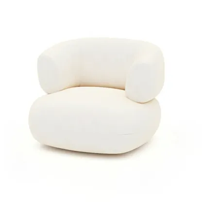 Scandinavian White Sherpa Curved Sofa with Concealed Support Image - 2