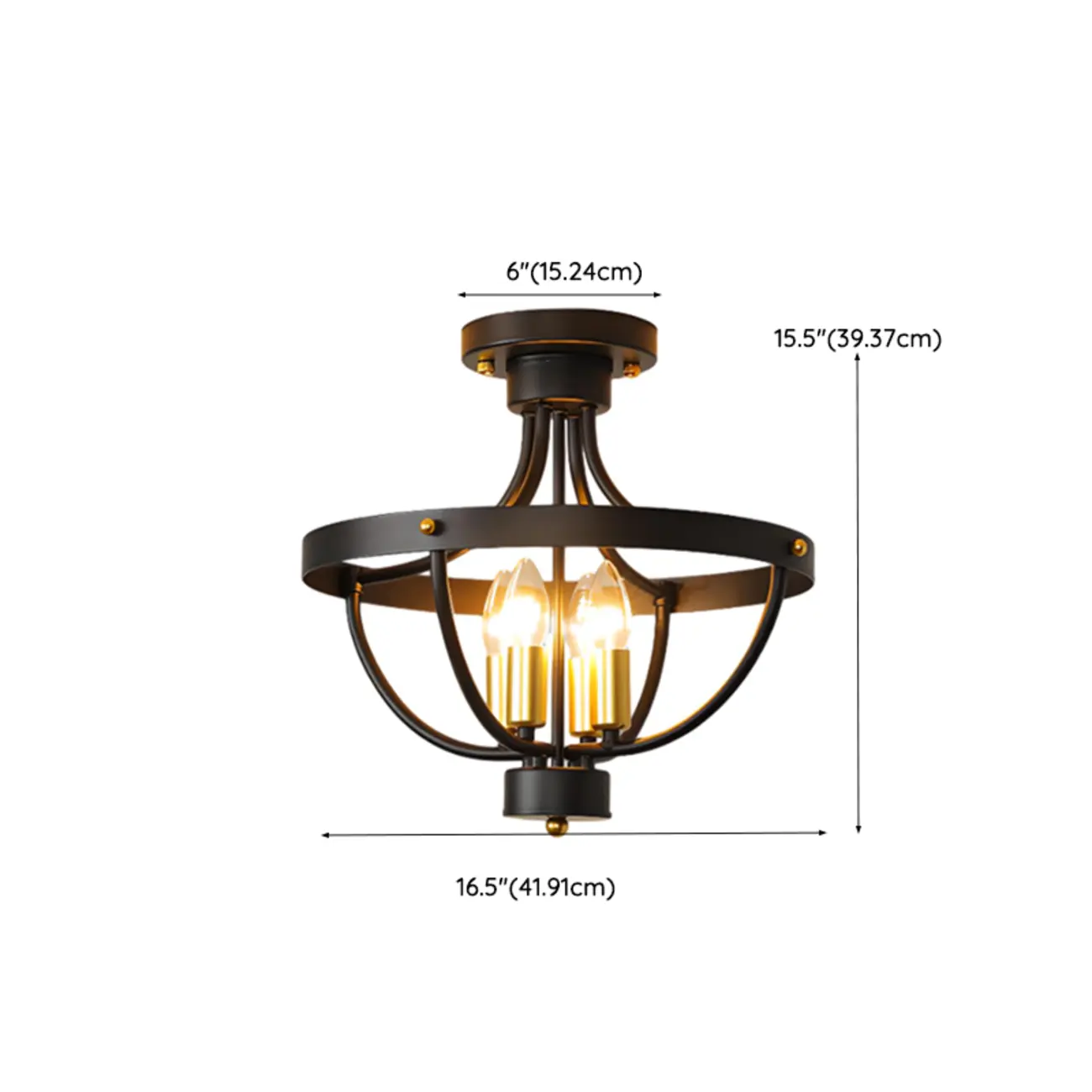 Industrial Cage-Shaped Semi-Flush Ceiling Light for Bedroom  #size | homeyfad