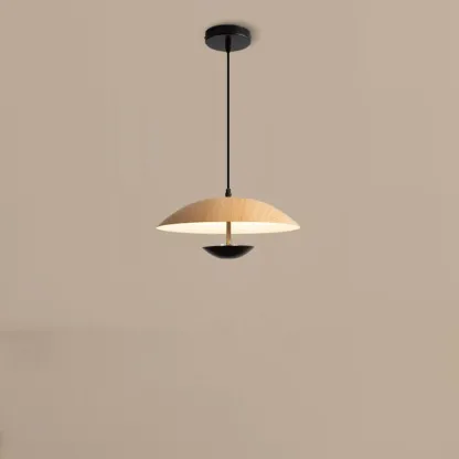 Designer Solid Wood Dome Pendant Light for Dining Room Image - 2
