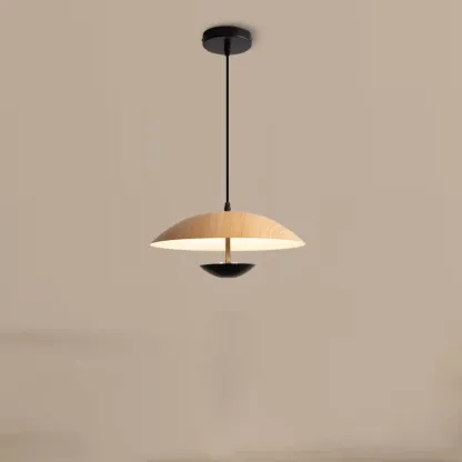 Designer Solid Wood Dome Pendant Light for Dining Room Image - 3