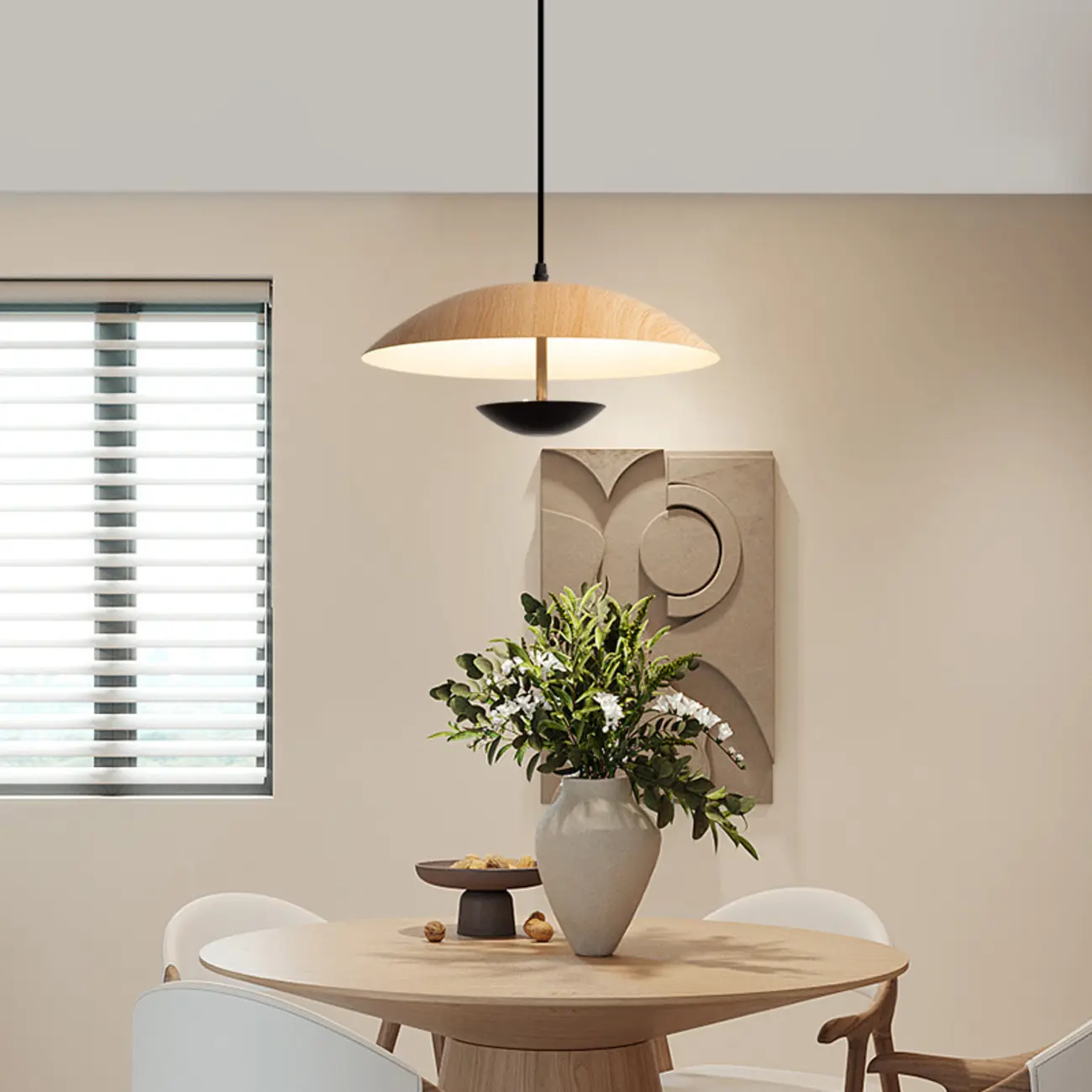 Designer Solid Wood Dome Pendant Light for Dining Room Image - 4 | homeyfad